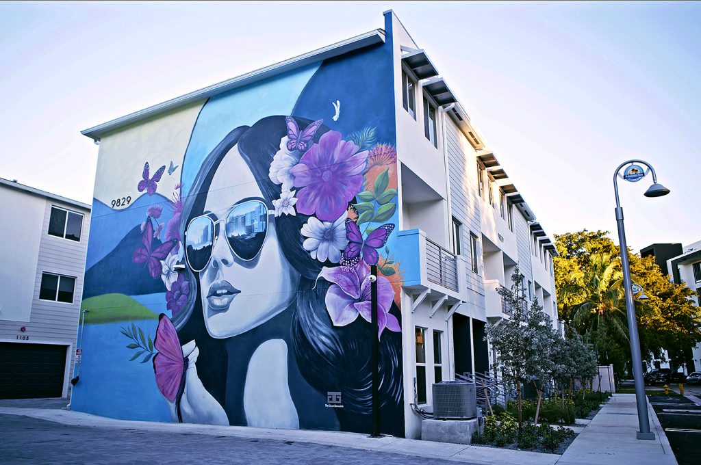 Color-Dreamers-Flower-Portrait-Mural-Butterflies-Sun-glasses